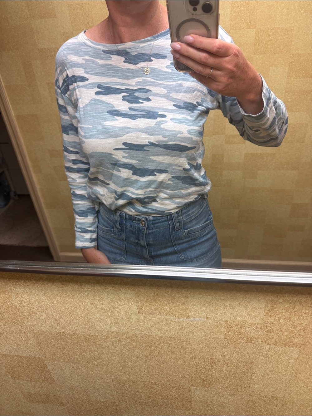 Lucky Brand Blue & White Camo Long-Sleeve Tee